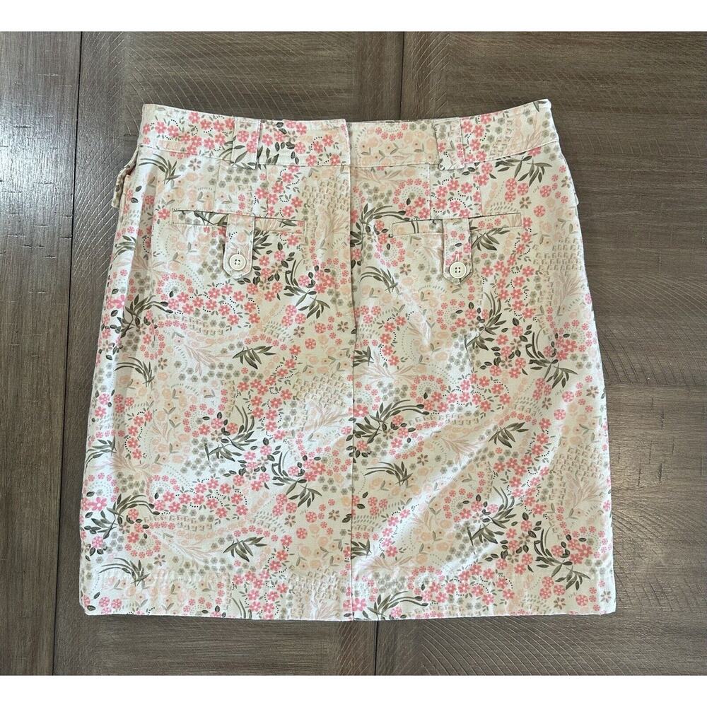 Ann Taylor LOFT Beige Pink Floral 100% Cotton Mini Straight Pencil Skirt Size 6 - Picture 10 of 10